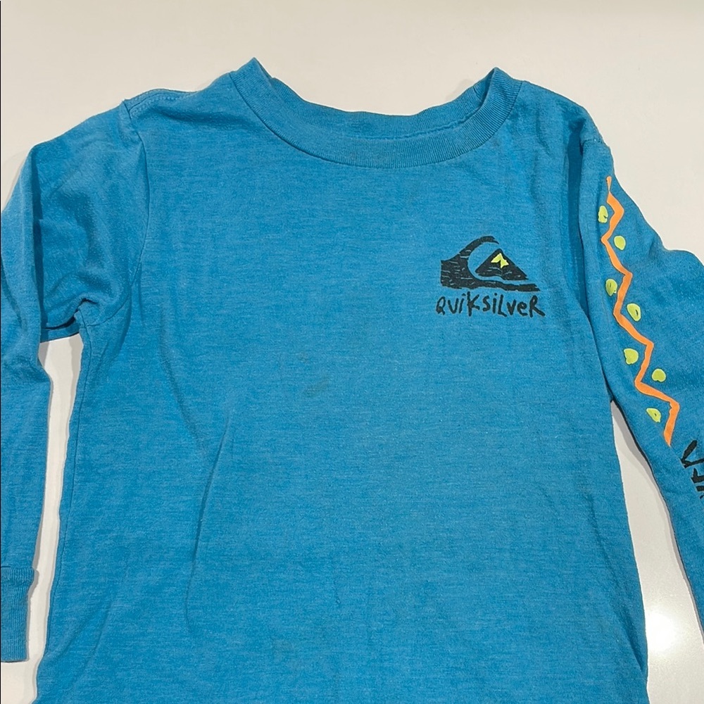 Quiksilver kids Blue Long Sleeve Tee with Sporty Sleeve Design
